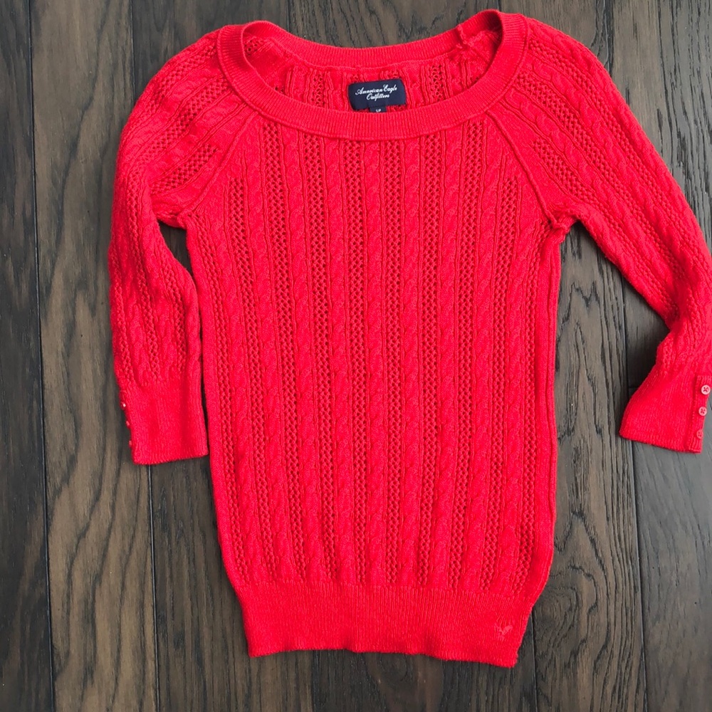 American Eagle red cable knit sweater